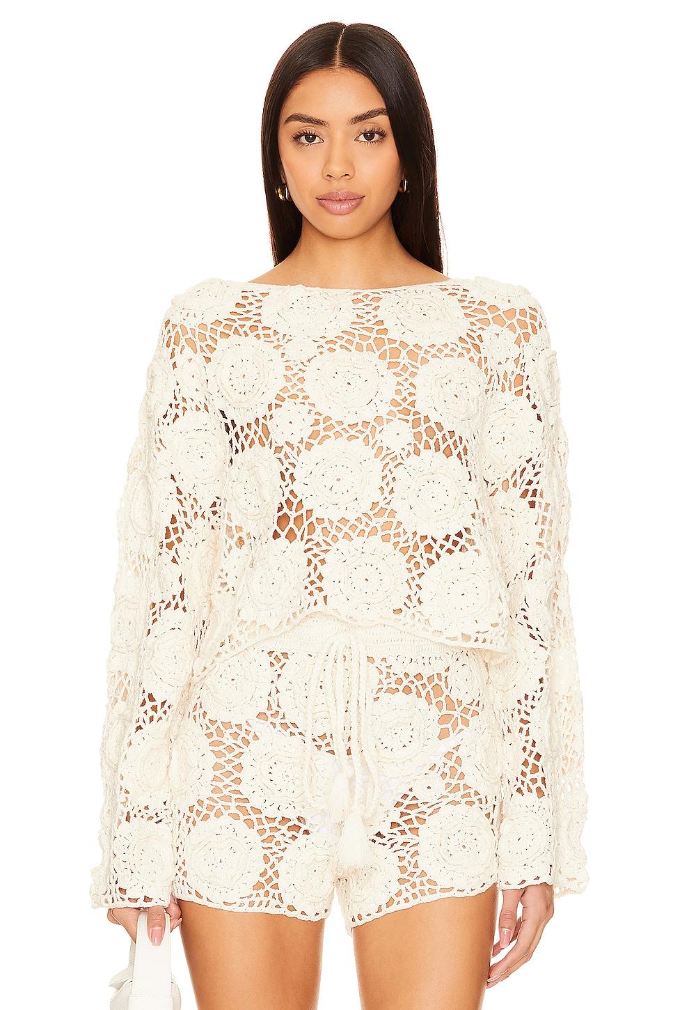 zephyr floral crochet sweater