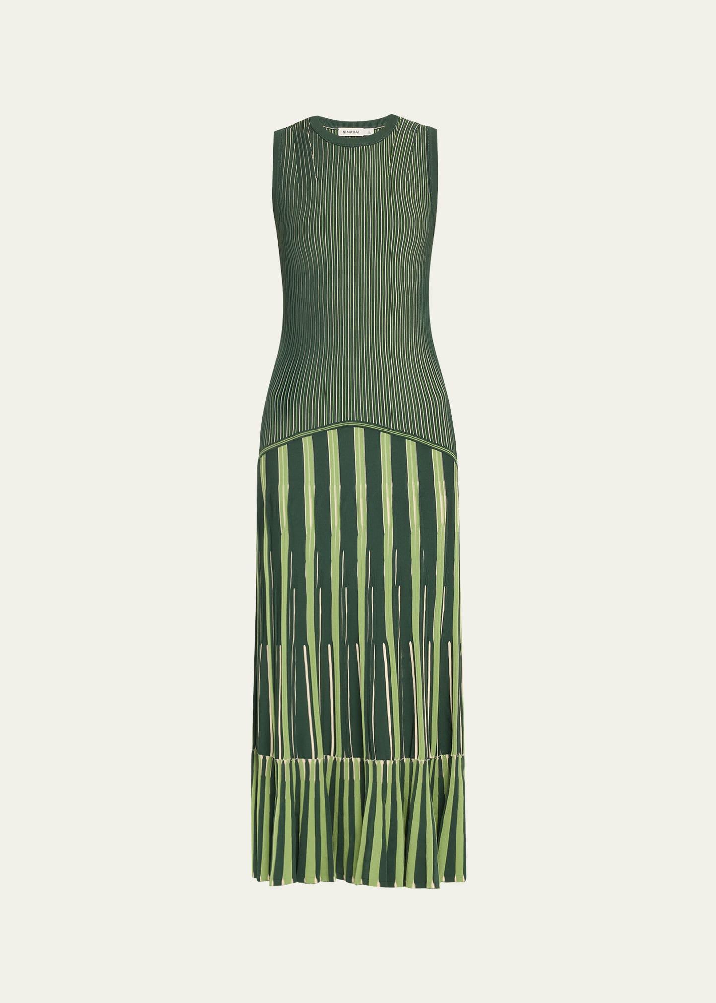 zhane stripe sleeveless maxi dress