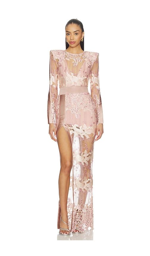 zhivago violets and music gown in nude.