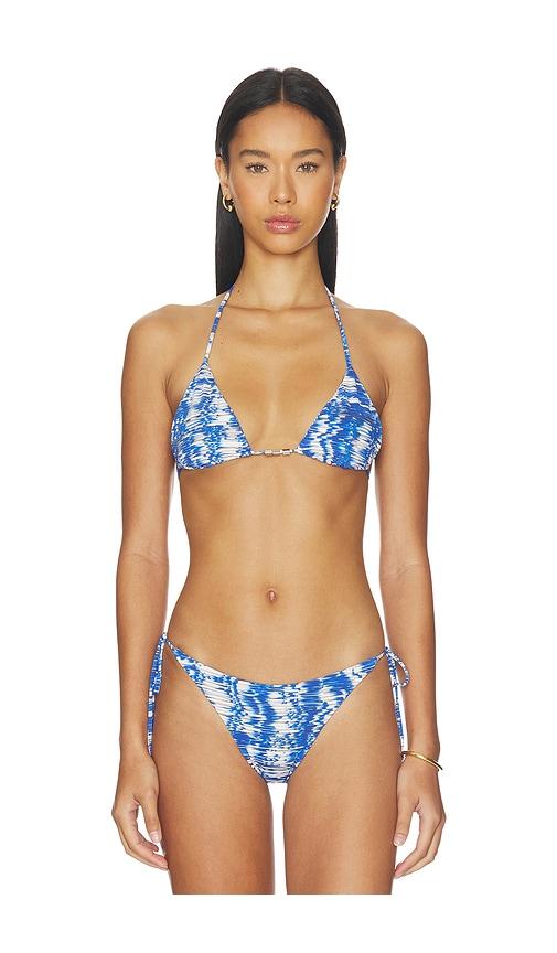 ziah beaded triangle top in blue.