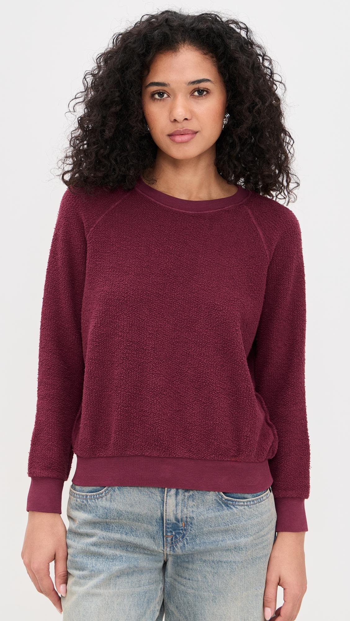 ziggy inside out fleece shrunken crew neck sweatshirt