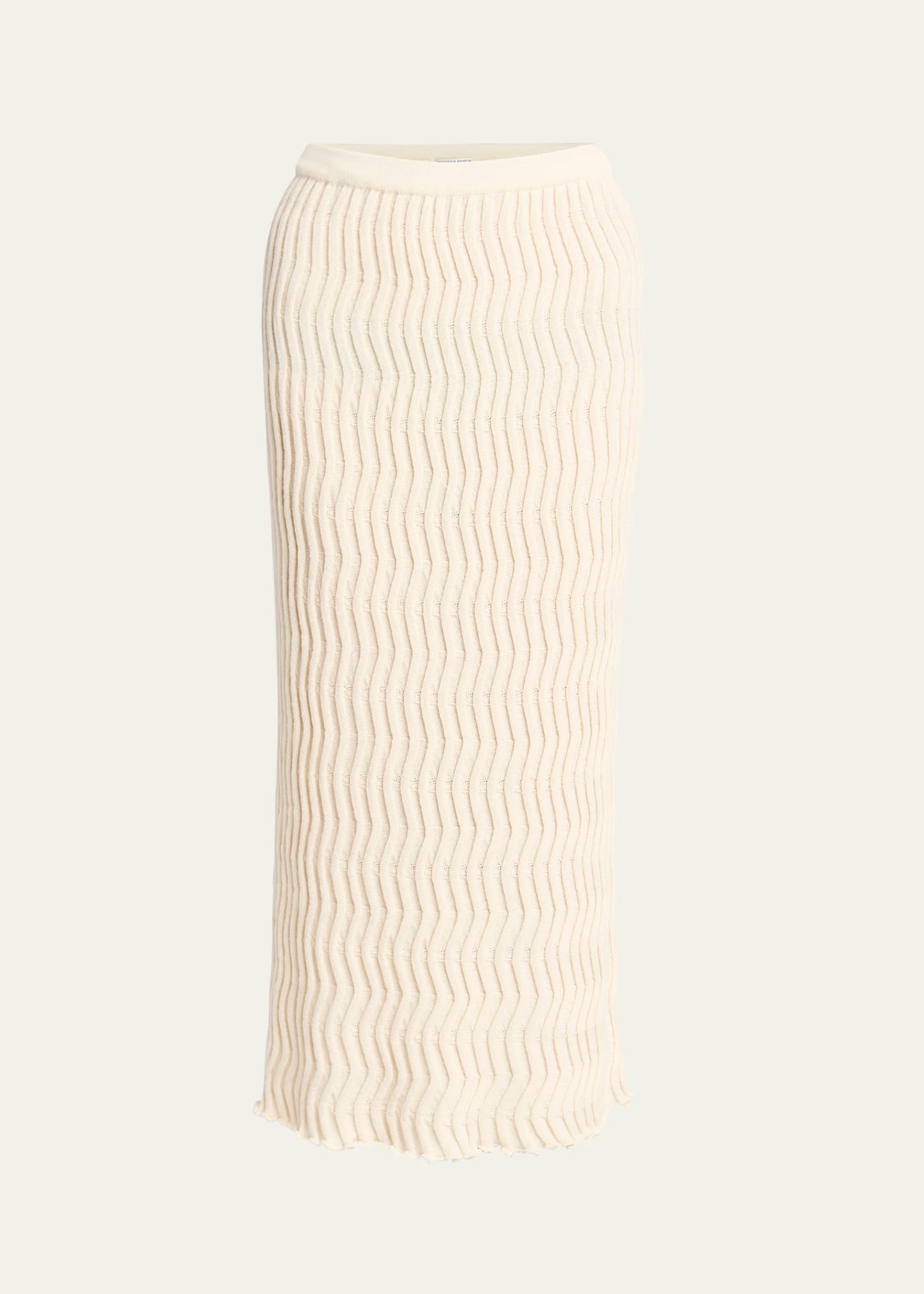 zigzag knit slim midi skirt