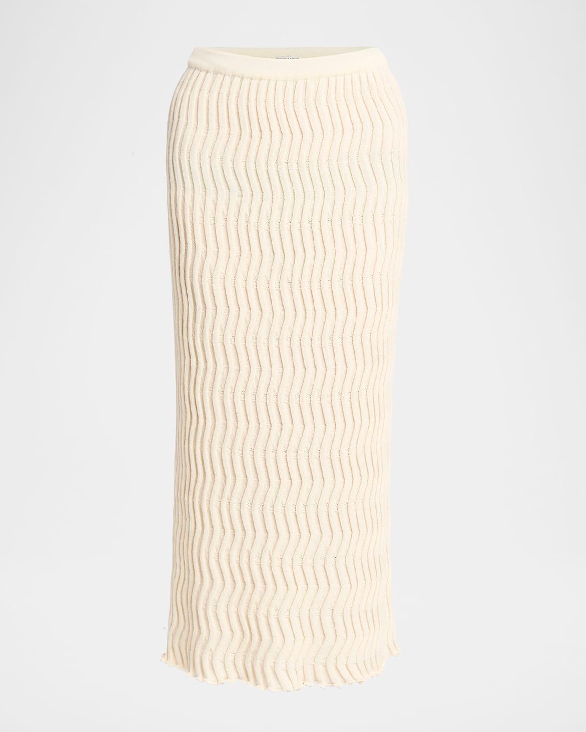 zigzag knit slim midi skirt