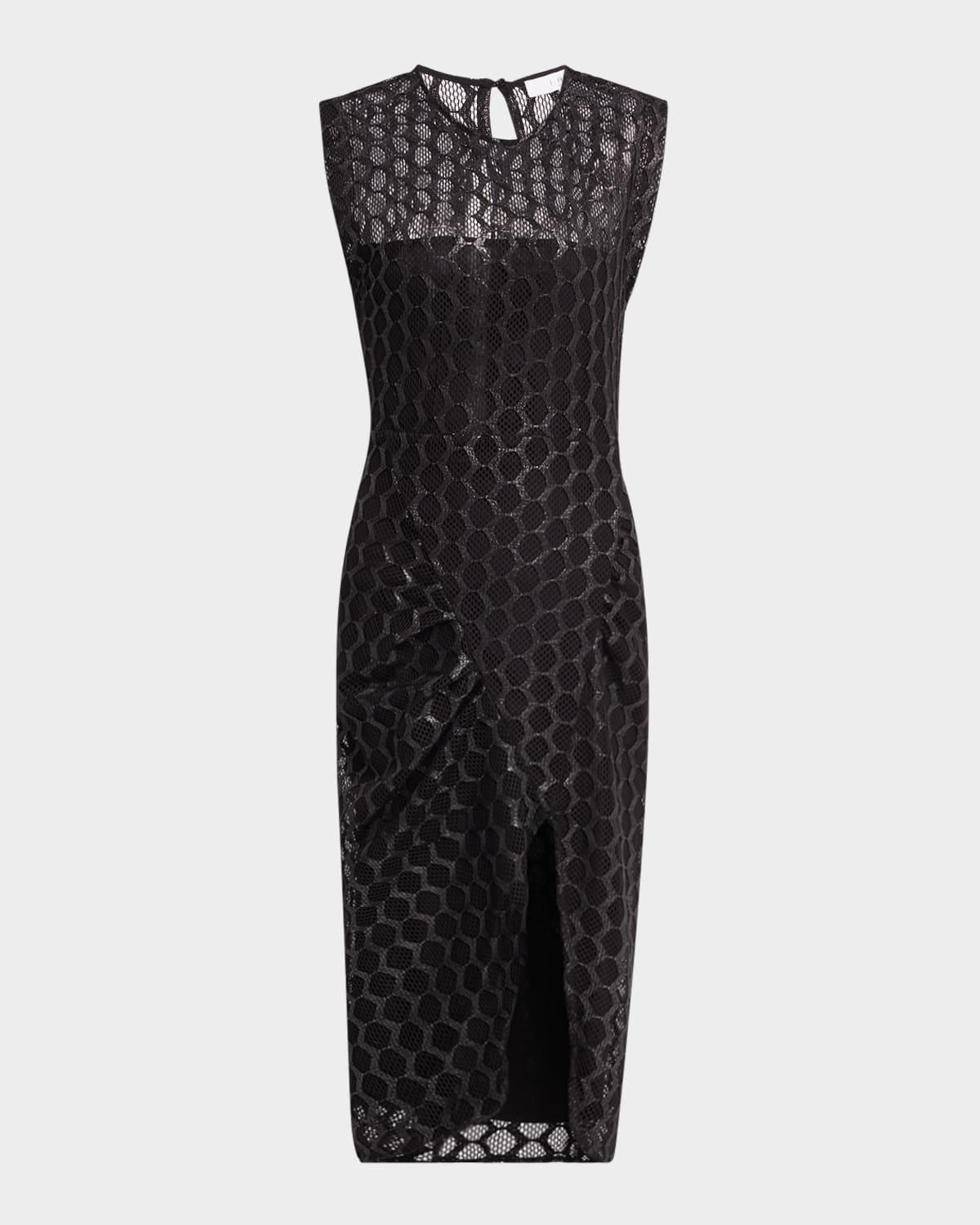 zilaya sleeveless mesh net midi dress