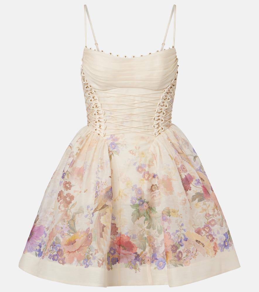 zimmermann alchemy floral linen and silk minidress