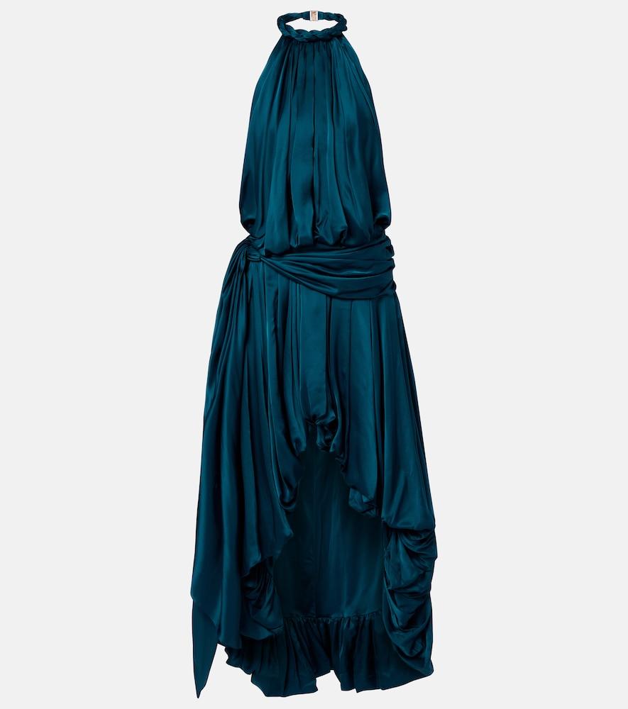 zimmermann alchemy gathered silk satin maxi dress