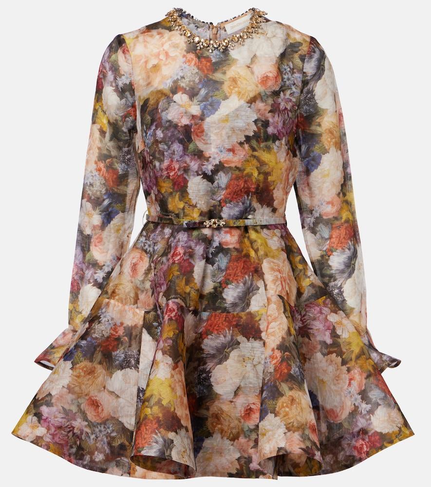 zimmermann alchemy peplum linen and silk minidress