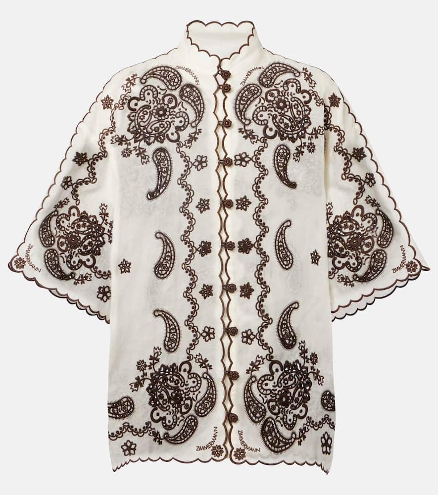 zimmermann ascension embroidered linen shirt