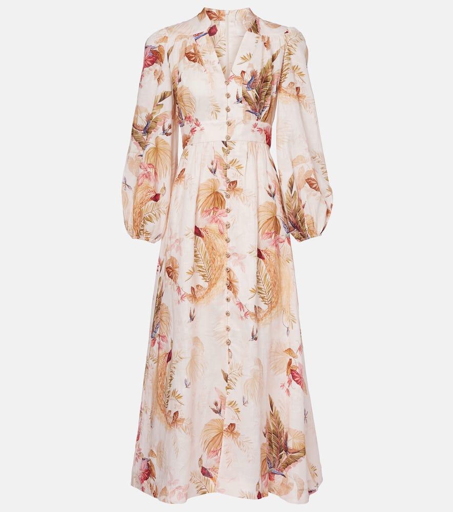 zimmermann ascension floral linen midi dress