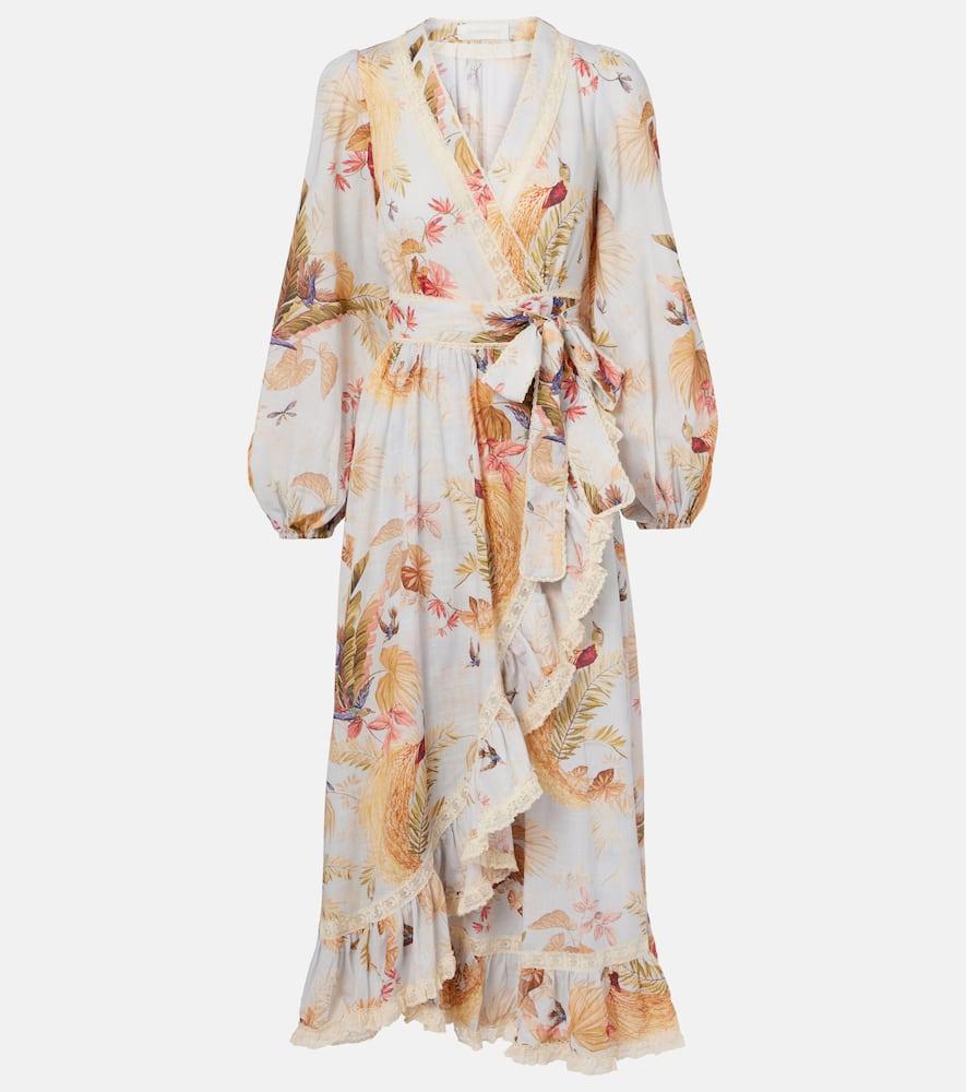 zimmermann ascension floral ruffled cotton midi dress