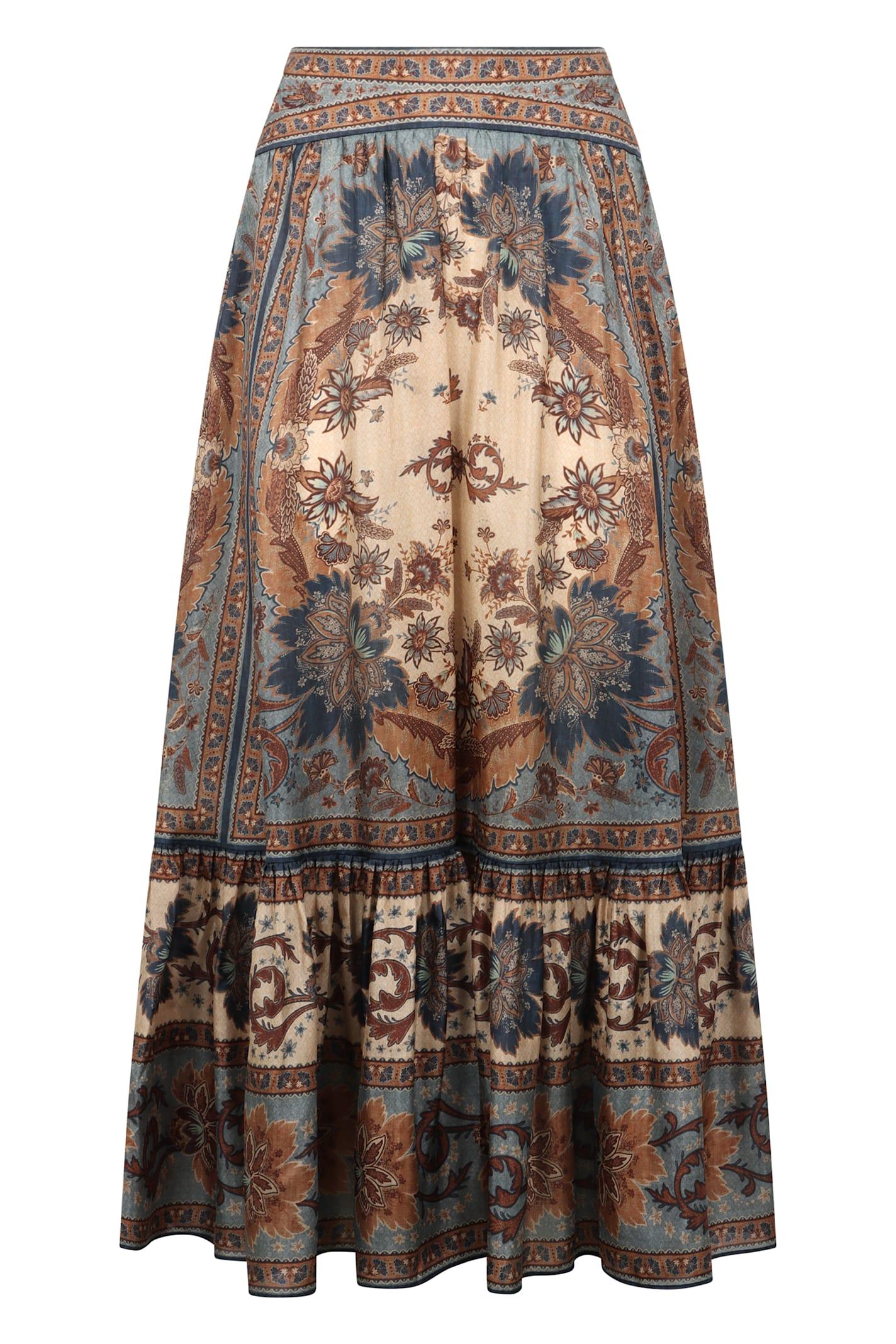zimmermann ascension printed silk skirt