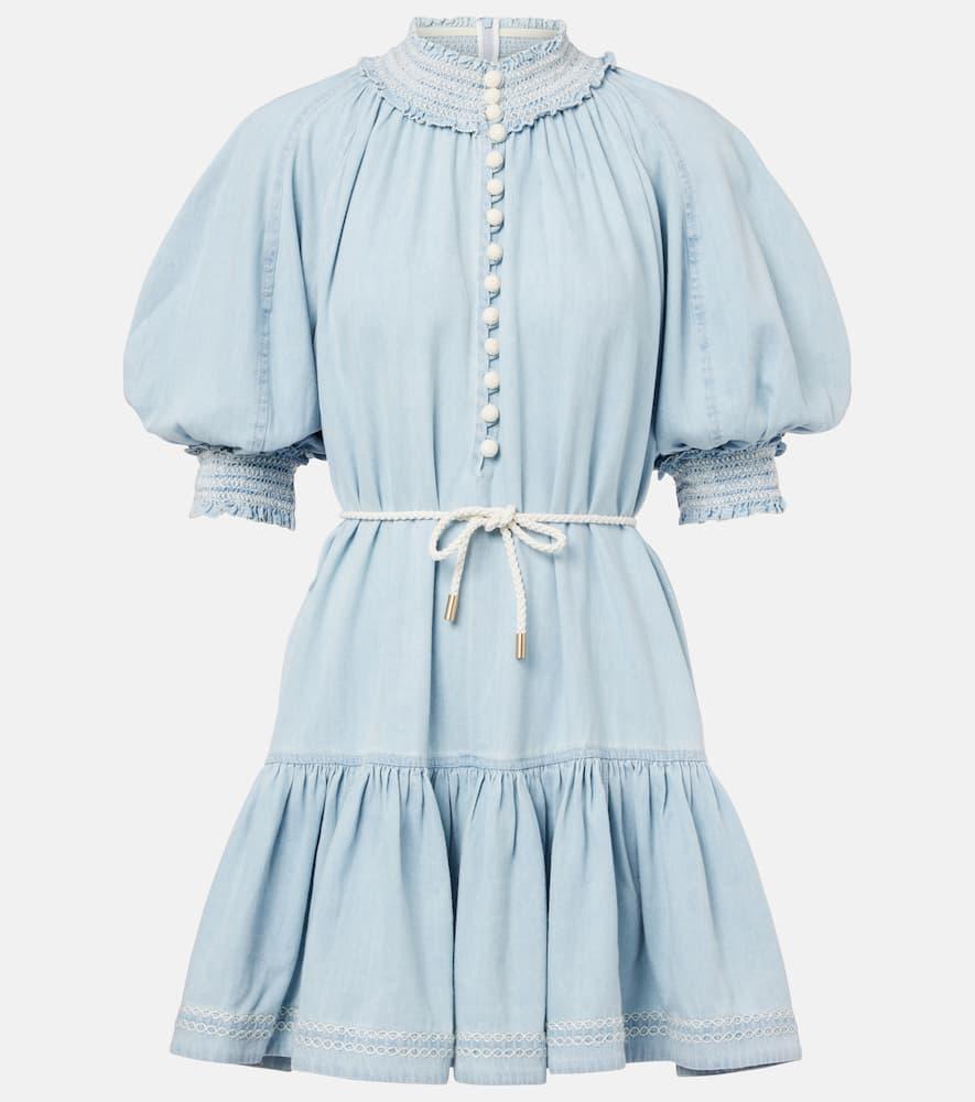 zimmermann ascension ruffled denim minidress