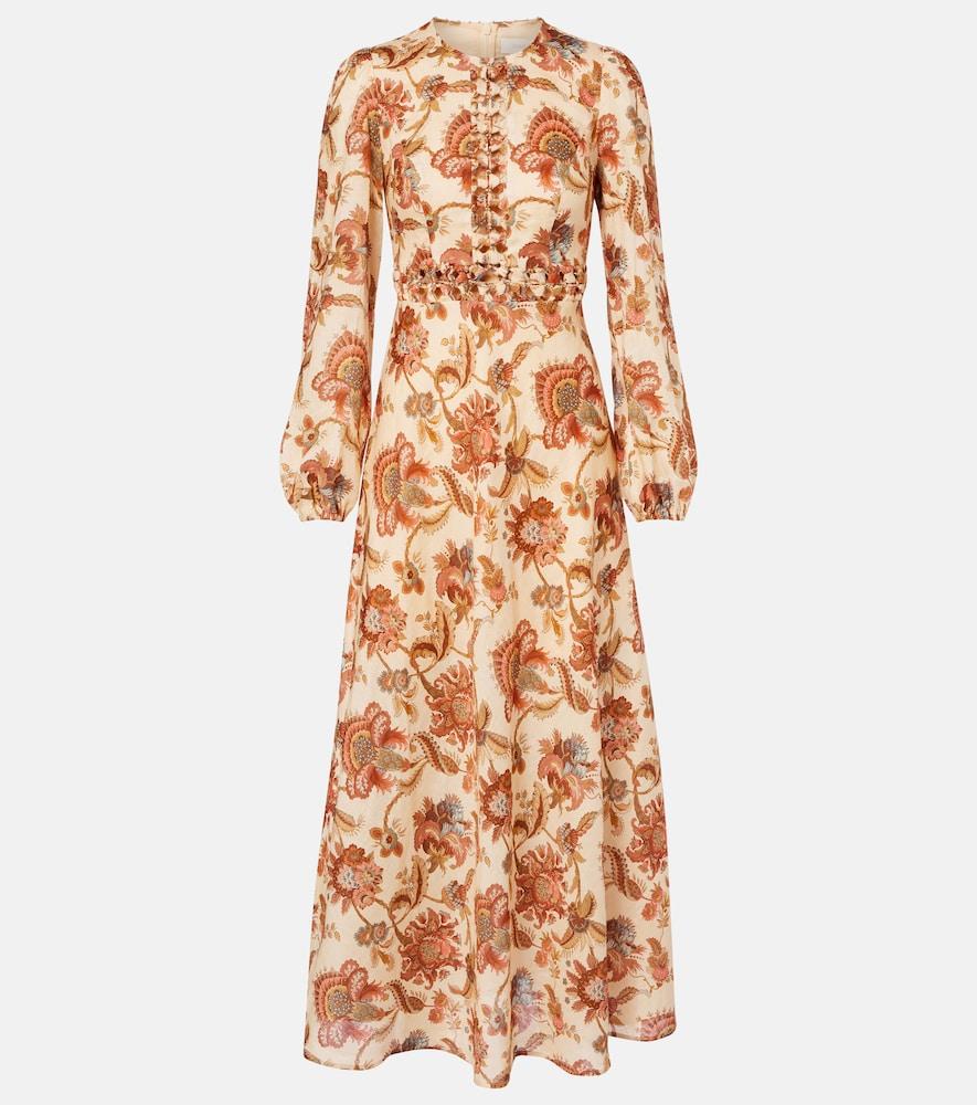 zimmermann aster beaded floral linen maxi dress