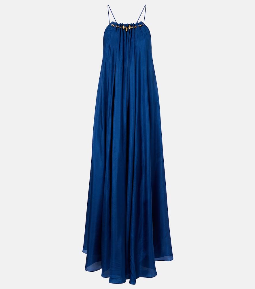 zimmermann aster beaded halterneck silk maxi dress