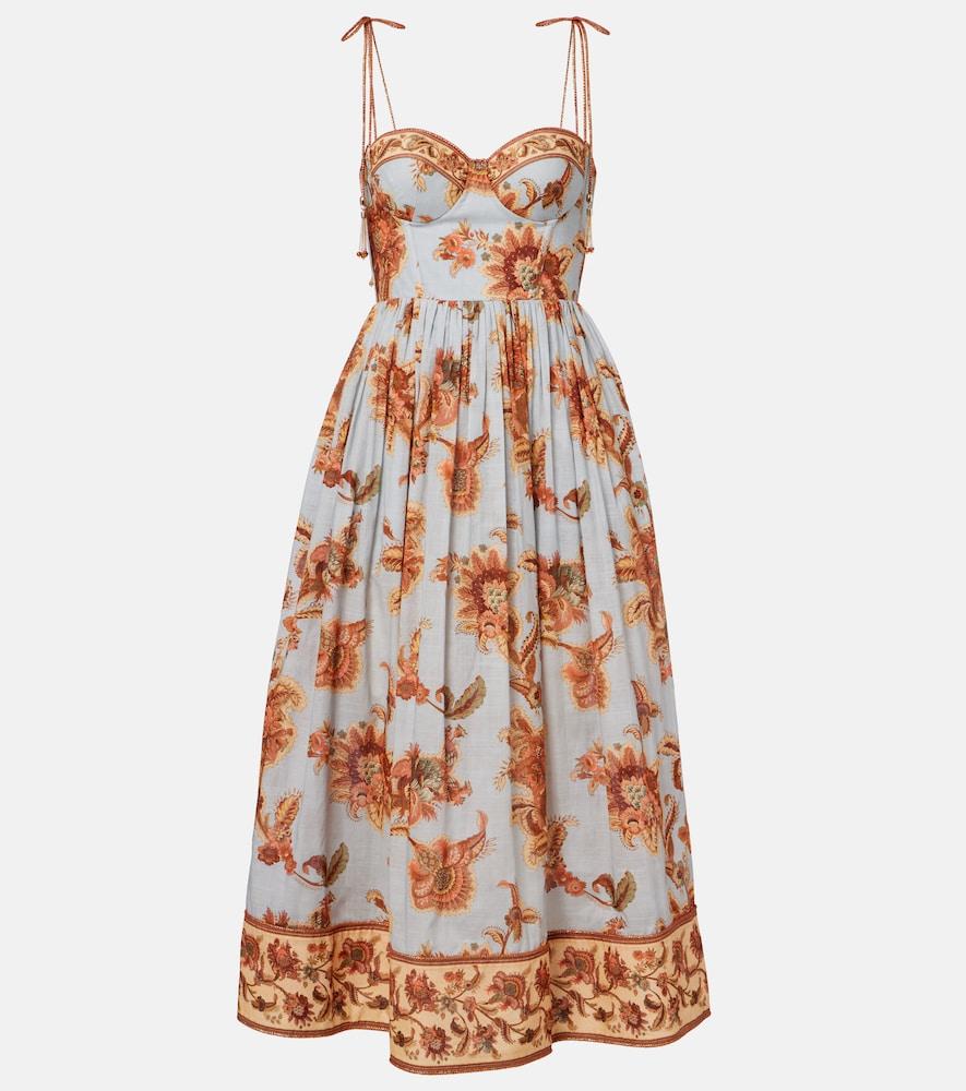 zimmermann aster paisley cotton bustier dress