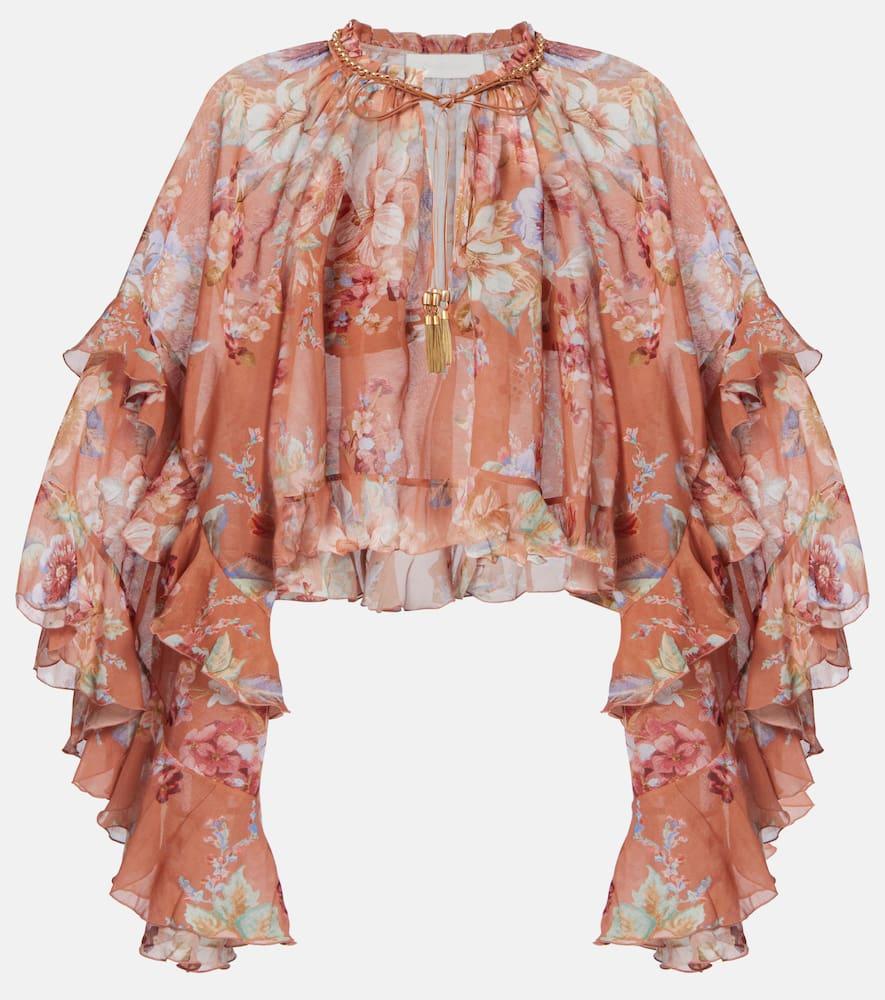 zimmermann awaken floral cotton and silk blouse
