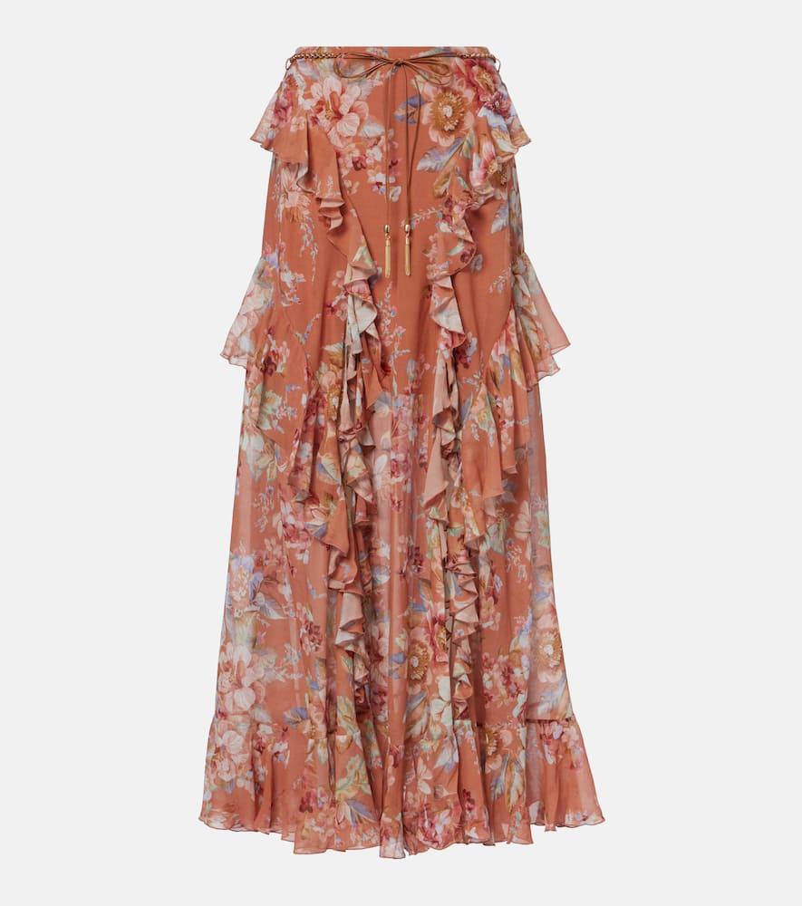 zimmermann awaken floral cotton and silk maxi skirt