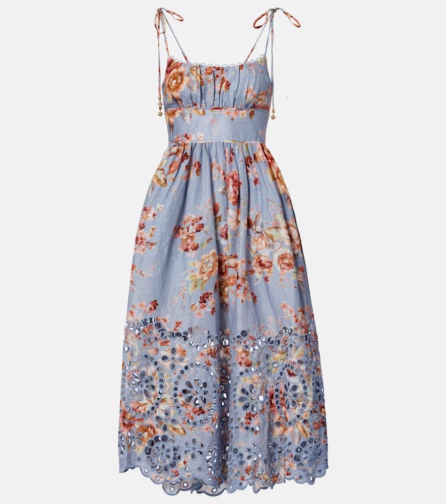 zimmermann awaken floral linen midi dress