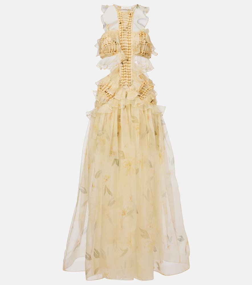 zimmermann balance ruffled silk organza maxi dress