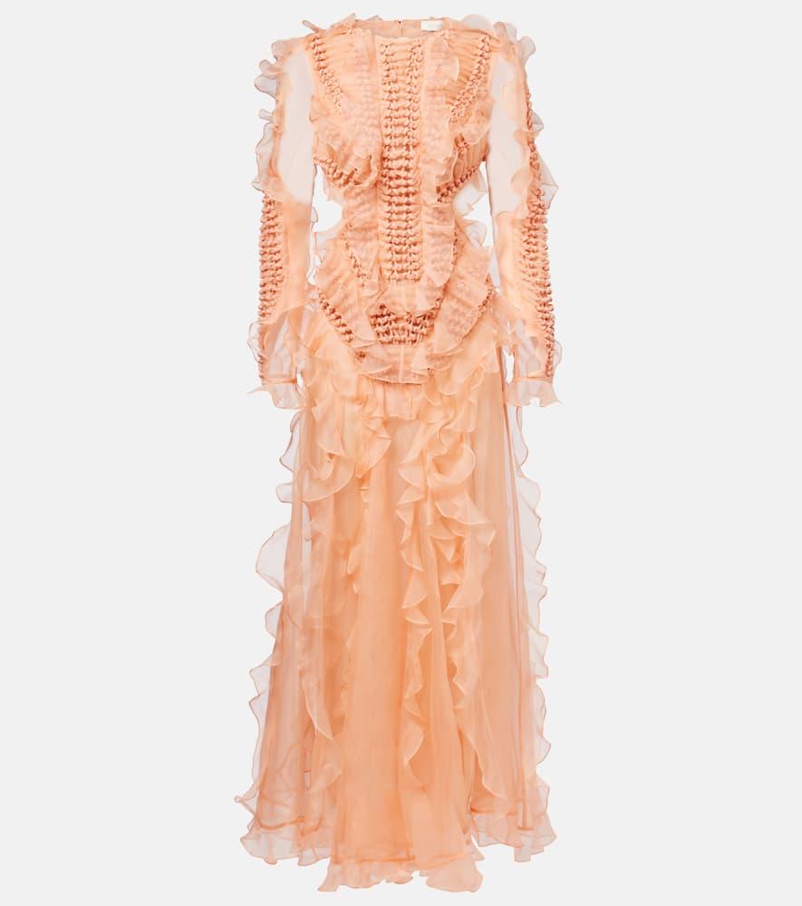 zimmermann balance ruffled silk organza maxi dress