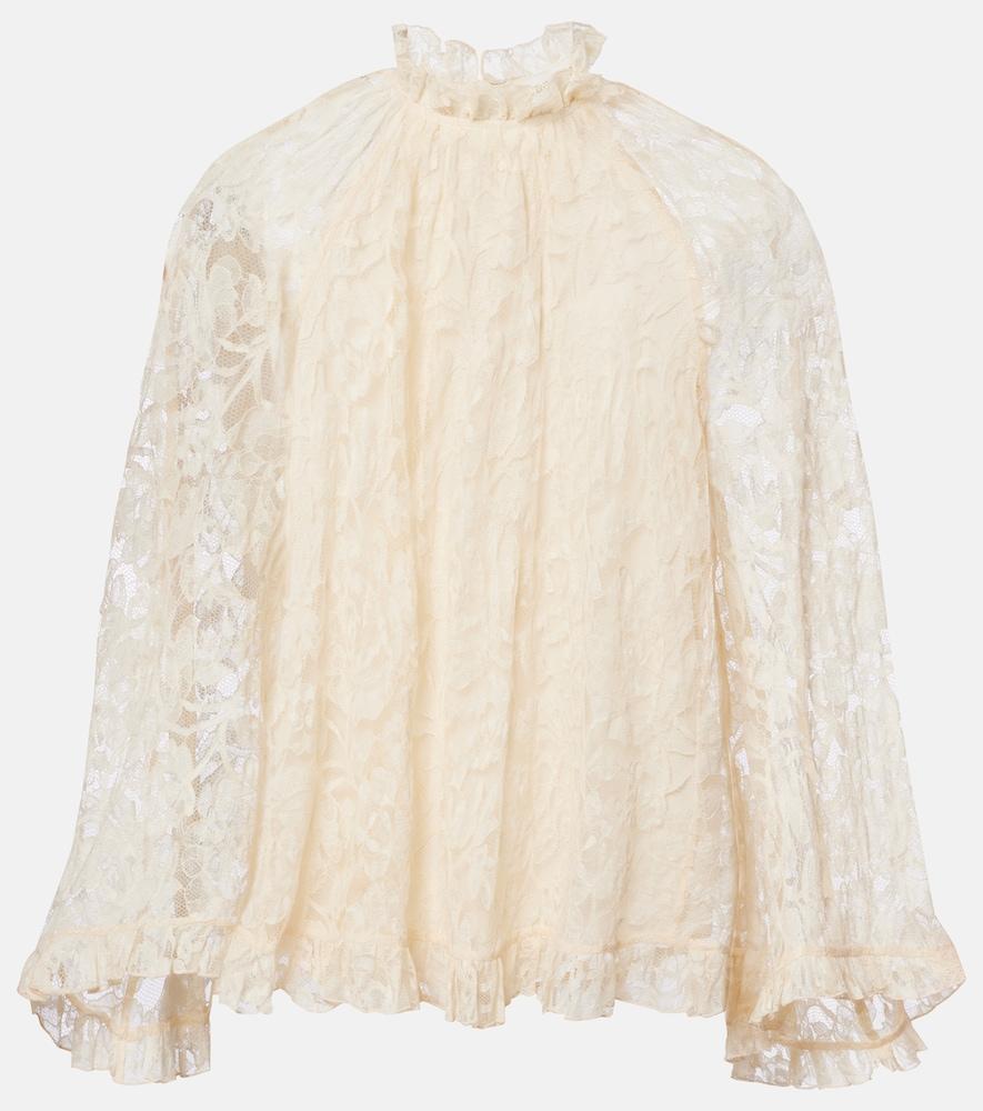 zimmermann carousel ruffled lace blouse