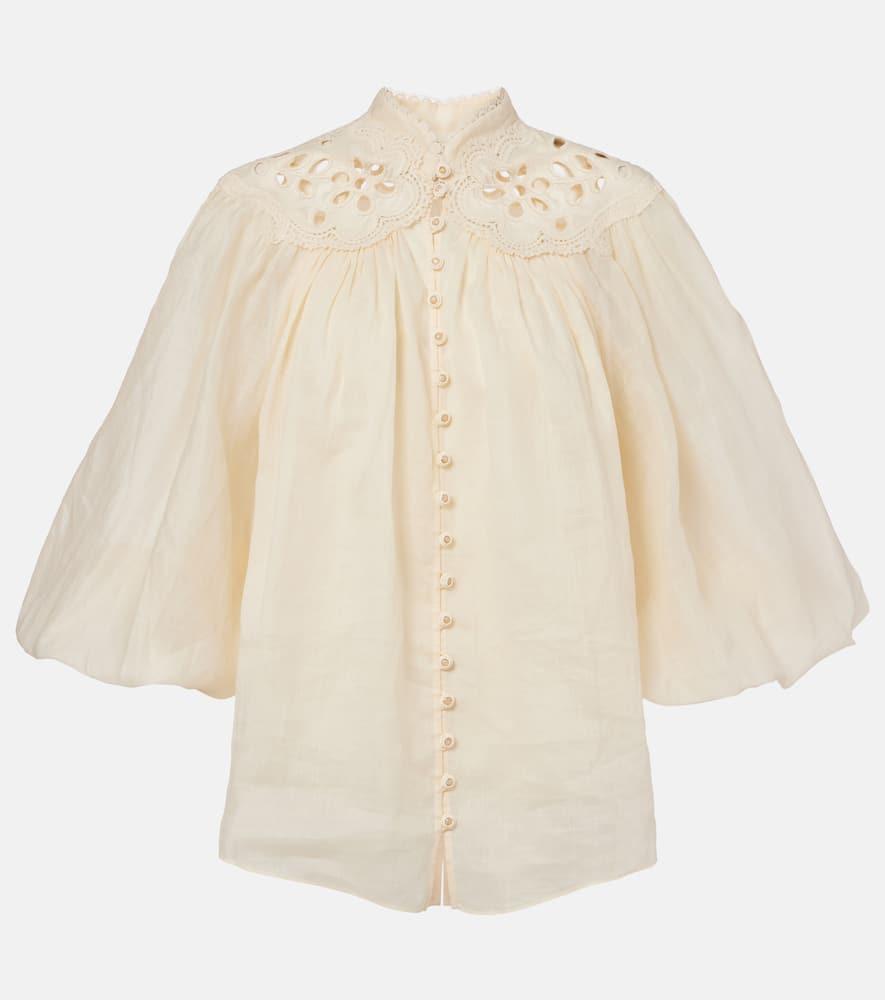 zimmermann coco embroidered ramie blouse