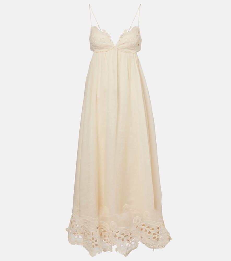 zimmermann coco embroidered ramie maxi dress