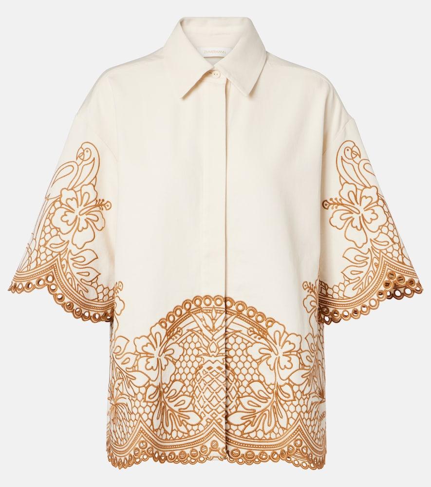 zimmermann como embroidered cotton shirt