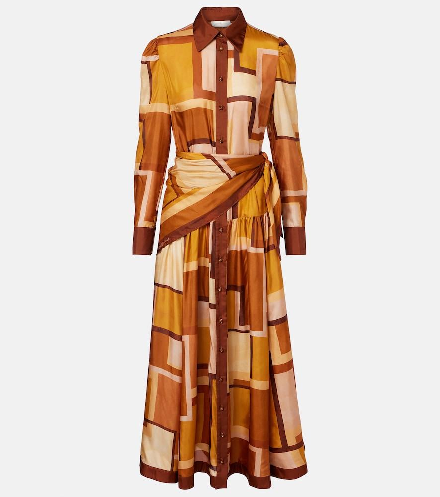 zimmermann como printed silk shirt dress
