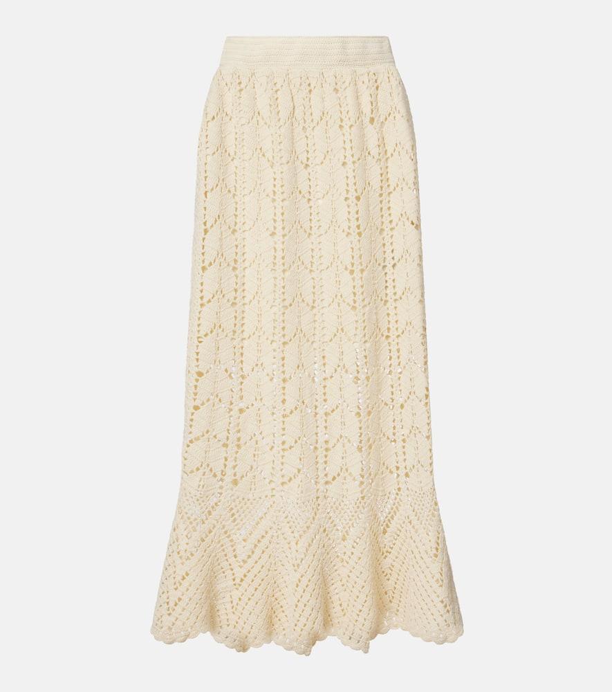 zimmermann crochet cotton midi skirt
