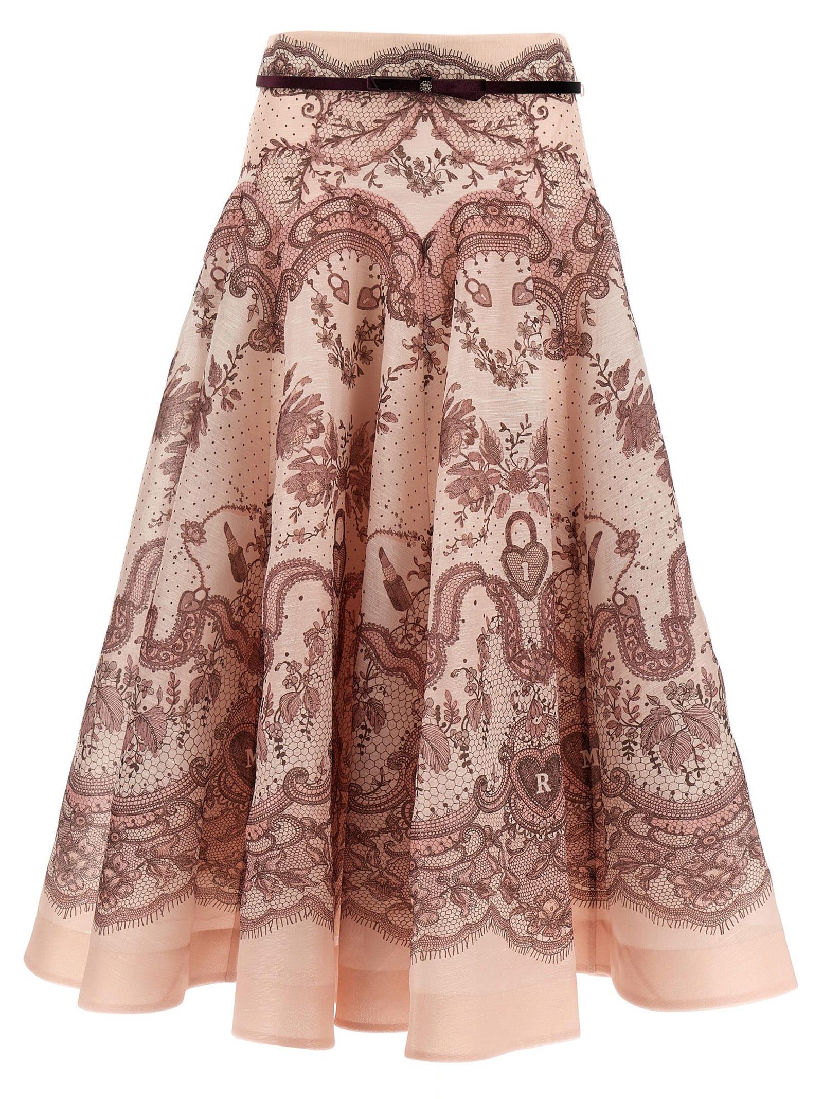 zimmermann crush flared midi skirt