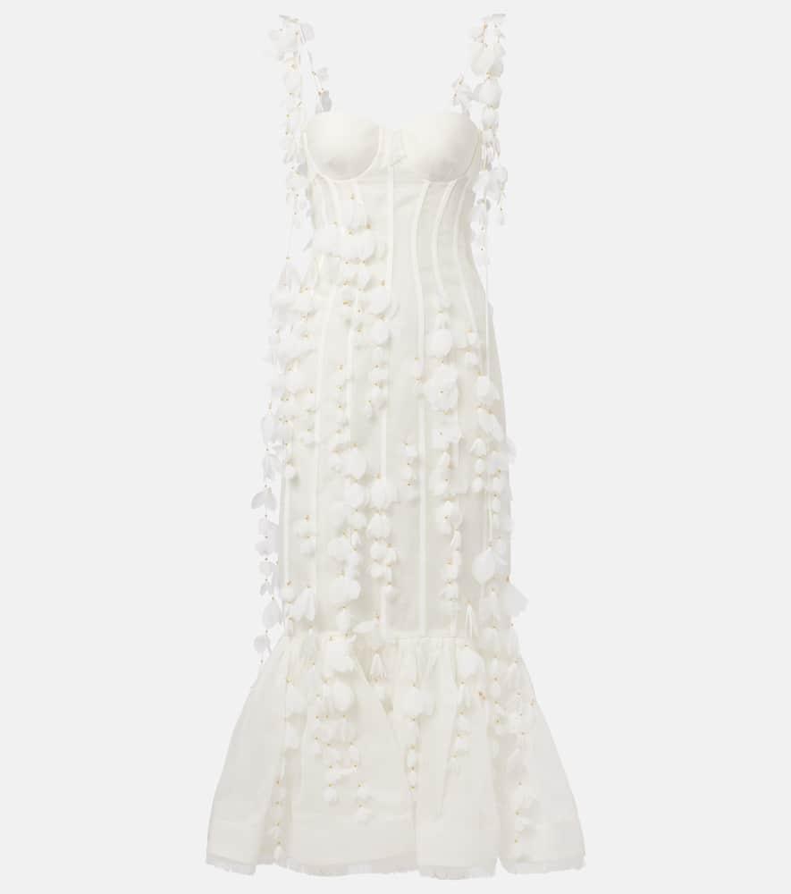 zimmermann dawning linen and silk midi dress