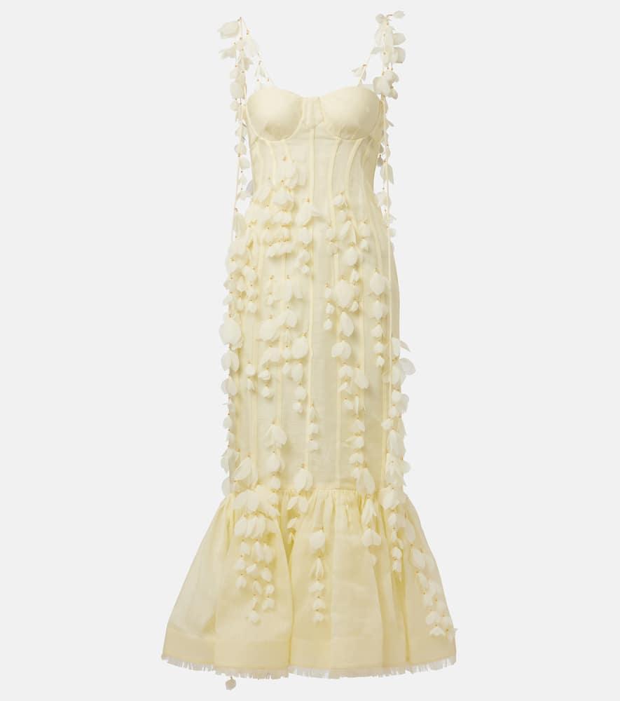 zimmermann dawning linen and silk midi dress
