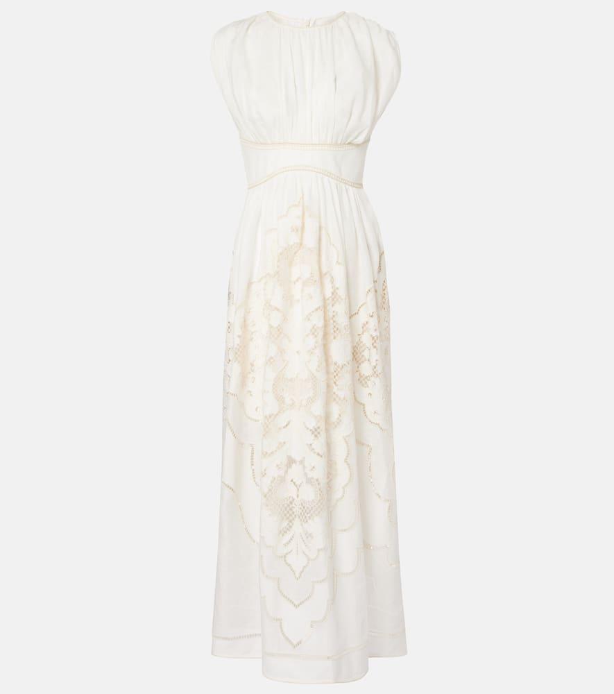 zimmermann daylight embroidered linen maxi dress