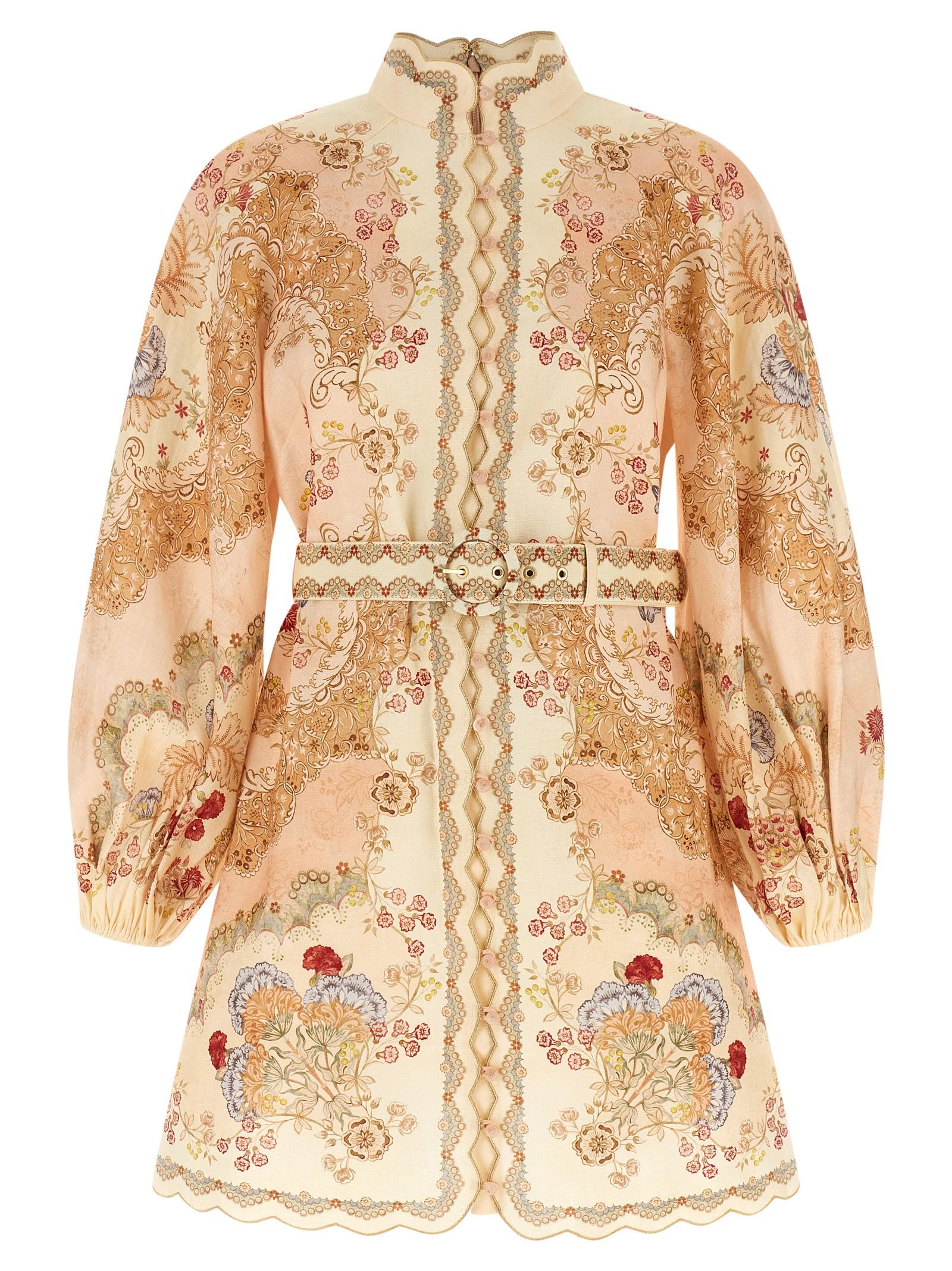 zimmermann daylight mini dress pink linen - women