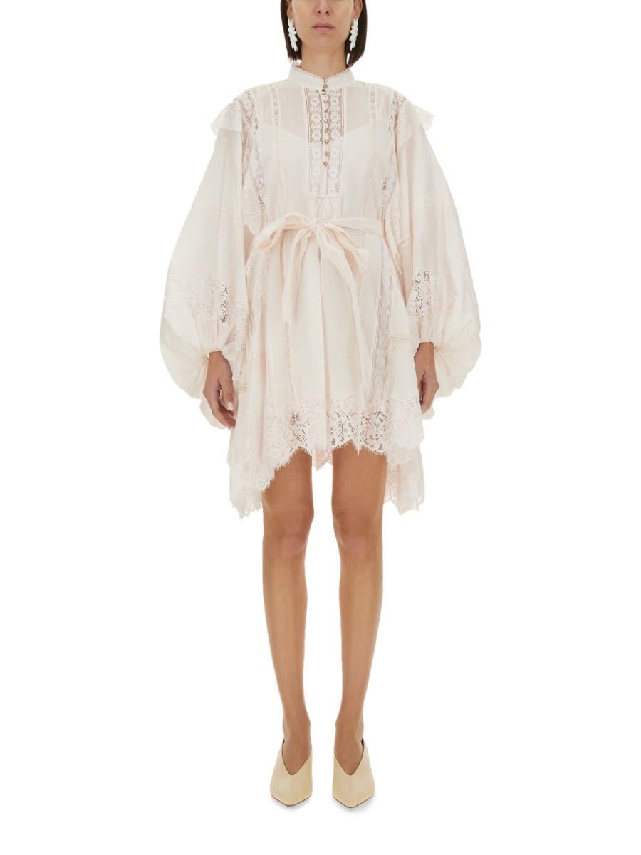 zimmermann dress woman in rose-pink ramie