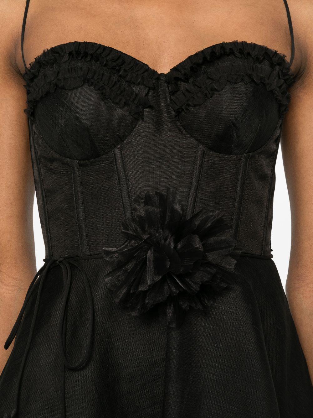 zimmermann dresses black linen silk - women
