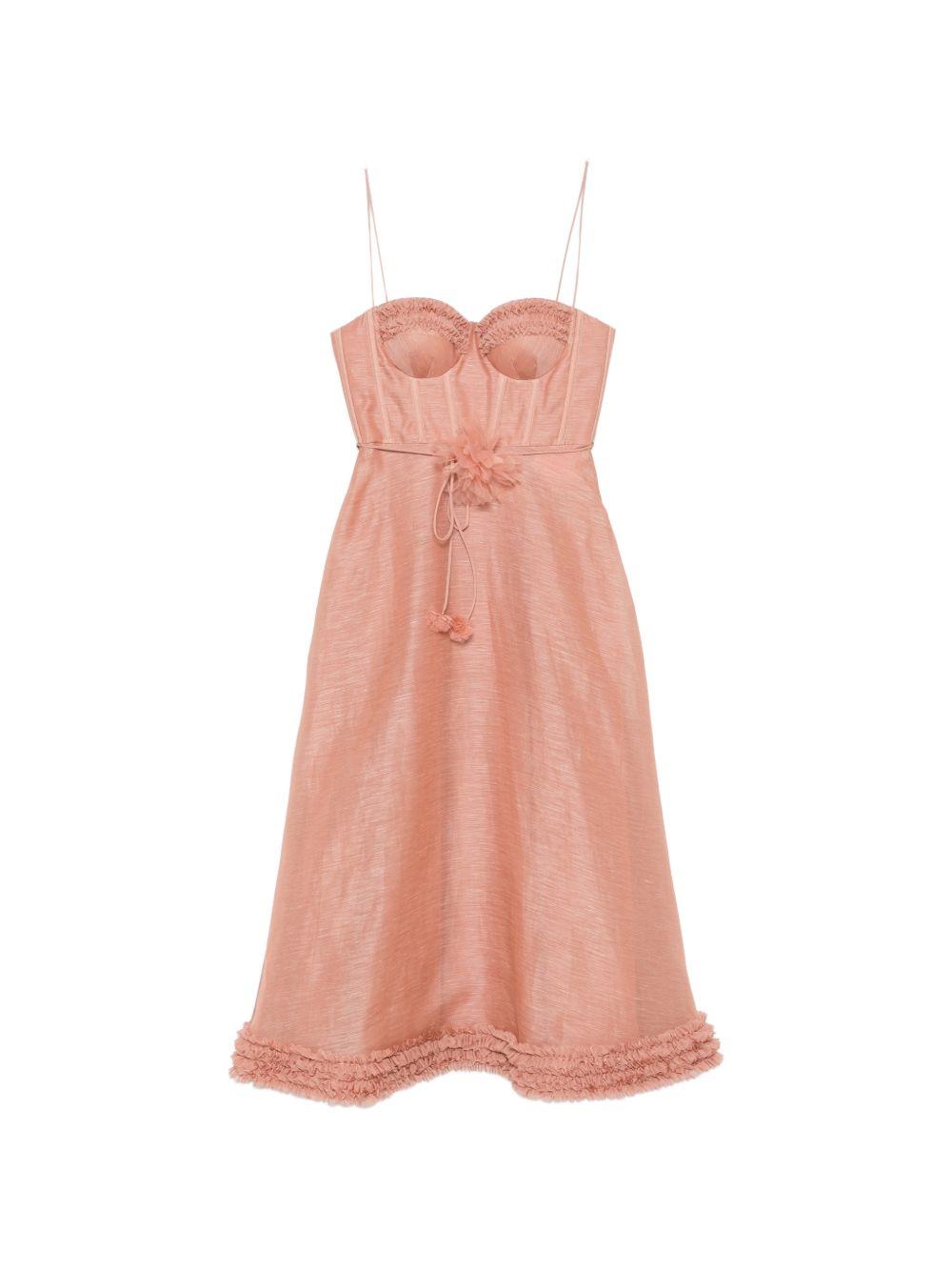 zimmermann dresses pink outer: linen/flax - women