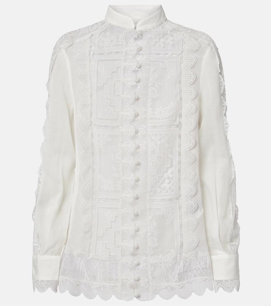 zimmermann floral lace ramie shirt