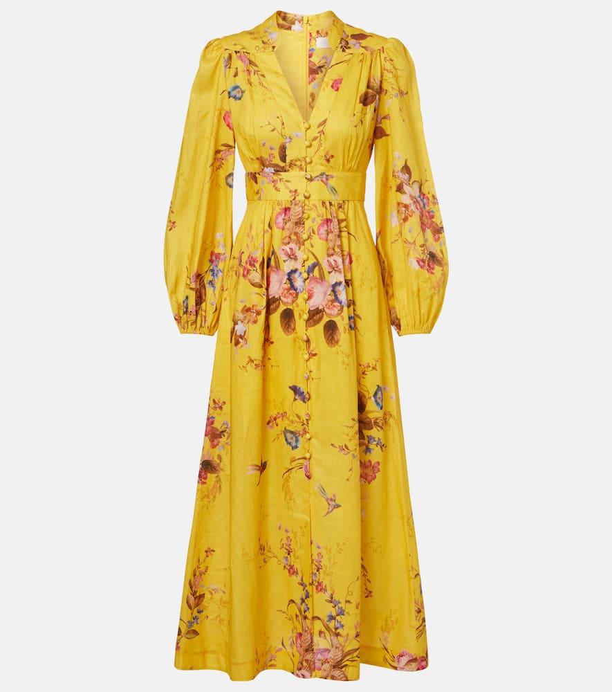 zimmermann floral linen midi dress