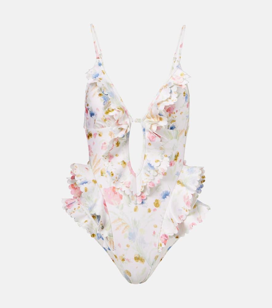 zimmermann floral ruffled swimsuit