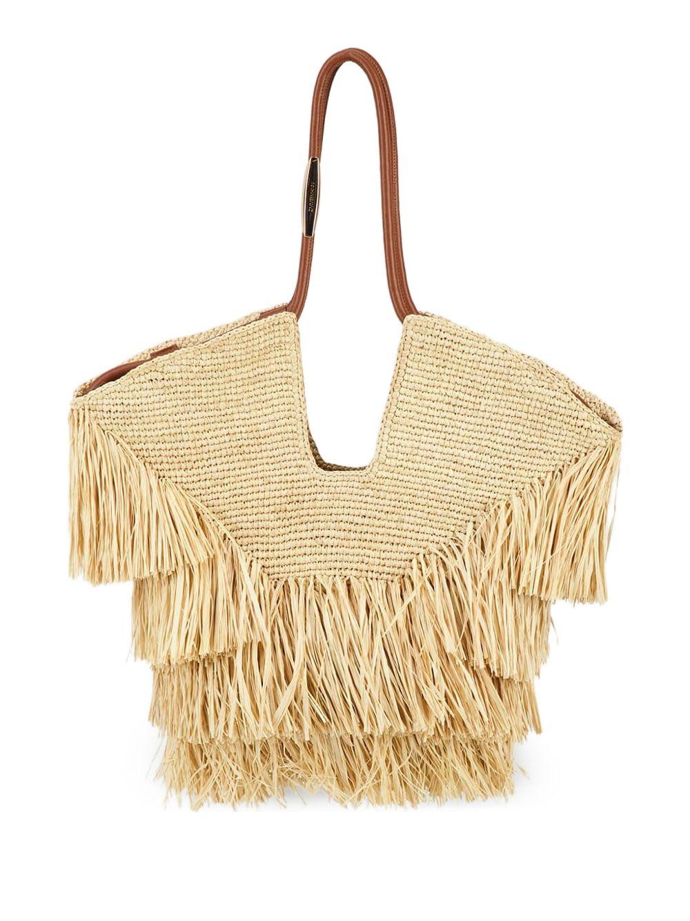 zimmermann goldentime medium raffia tote bag