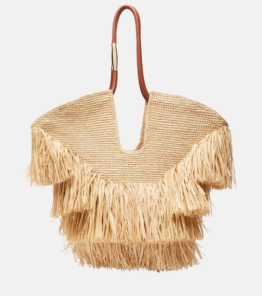 zimmermann goldentime medium raffia tote bag