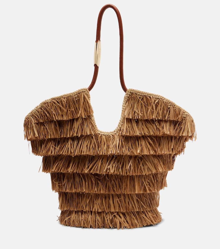 zimmermann goldentime medium raffia tote bag