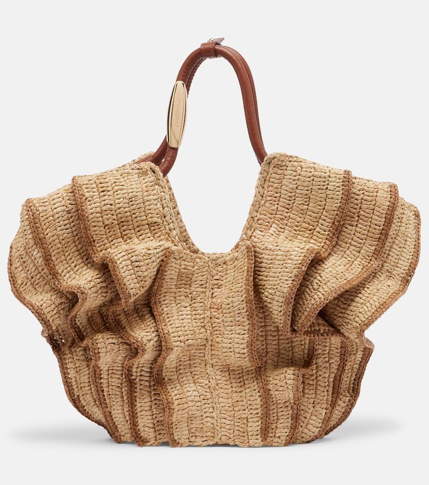 zimmermann goldentime small raffia shoulder bag