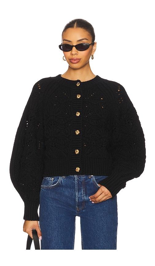 zimmermann hypnotic cable knit cardigan in black.