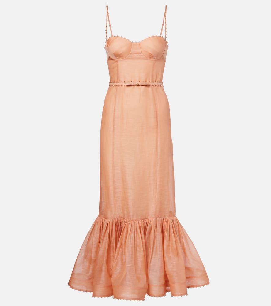 zimmermann hypnotic embellished linen and silk gown