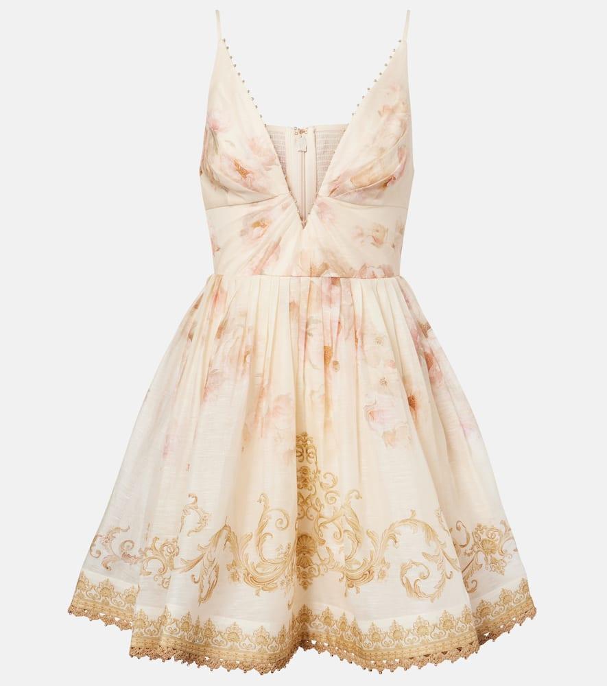 zimmermann hypnotic floral linen and silk minidress