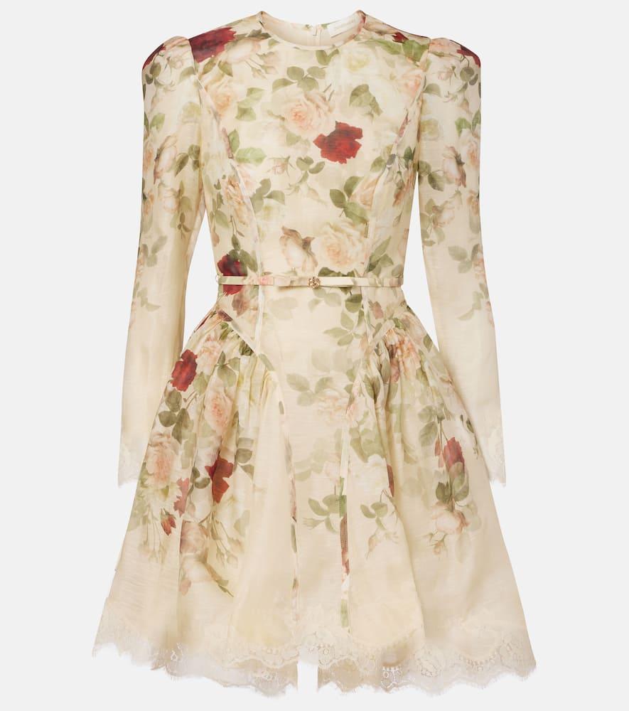 zimmermann hypnotic floral linen and silk minidress