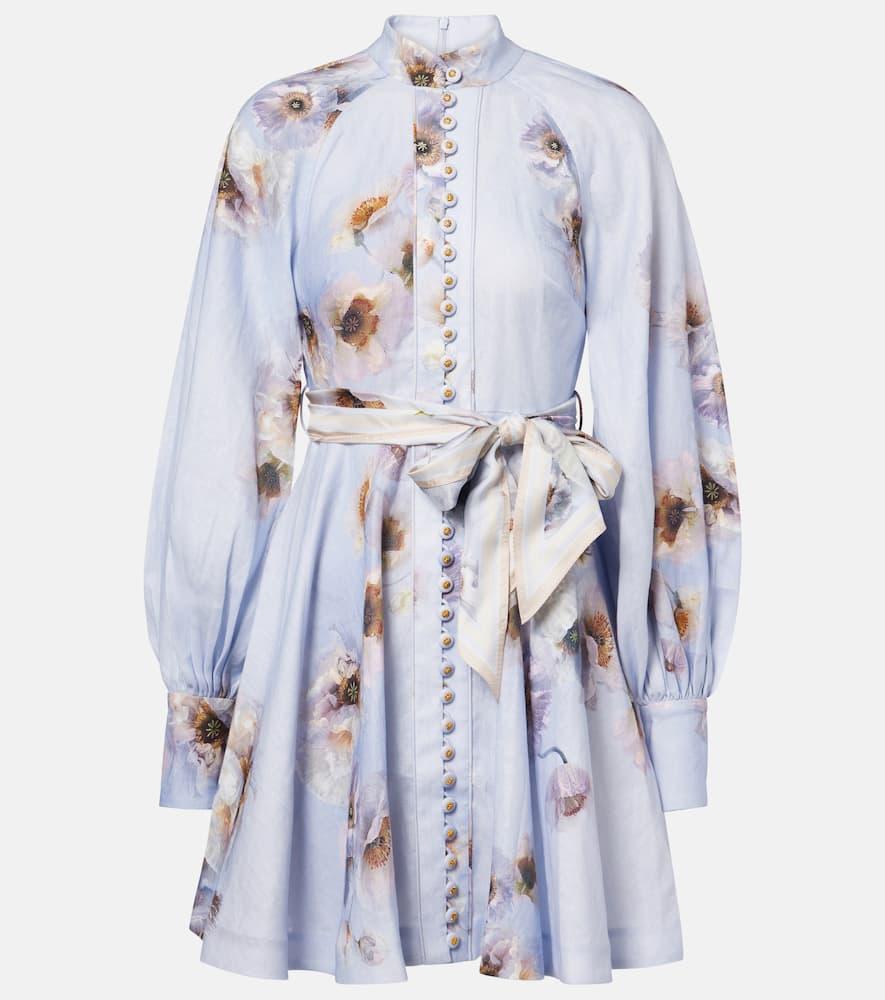 zimmermann hypnotic floral linen shirt dress